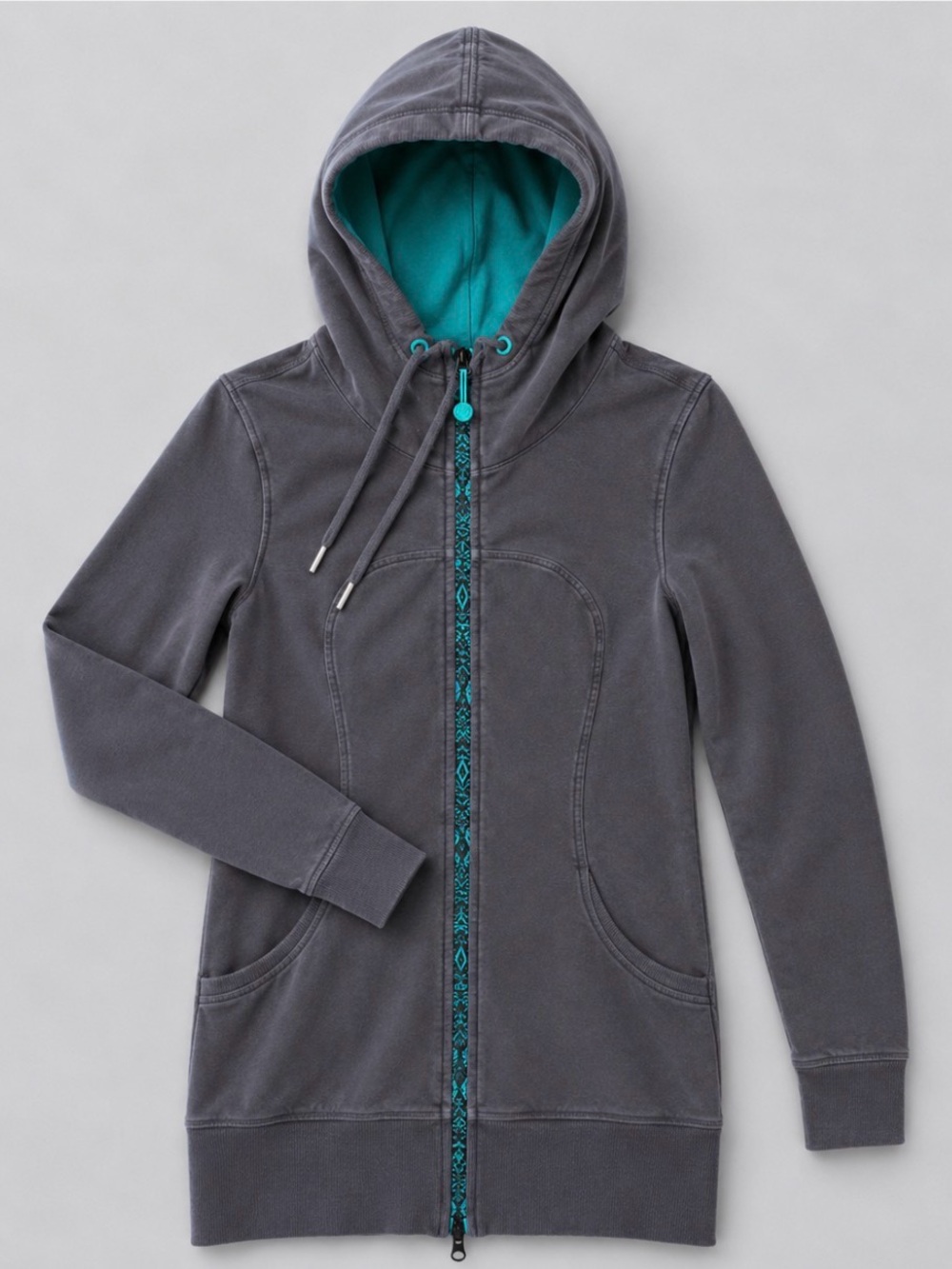 Lululemon women’s Live Simply Hoodie - grey with turquoise